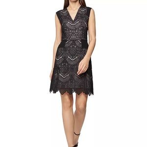 REISS London Gemina Black Nude Lace Dress size 6